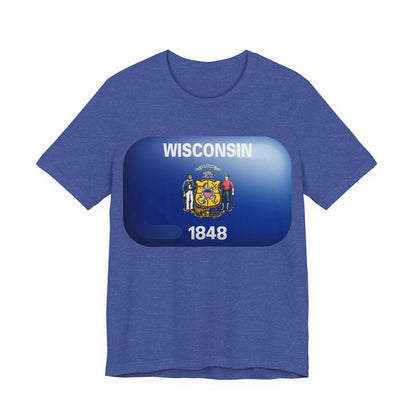 Wisconsin Flag T‑Shirt – State Pride Tee (WISCONSIN 1848) MADISON JERSEY TEE