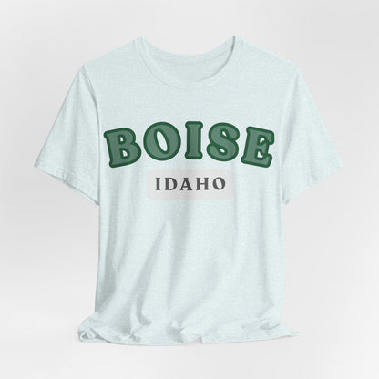 Boise Idaho Retro Collegiate T-Shirt — Vintage Green City Tee
