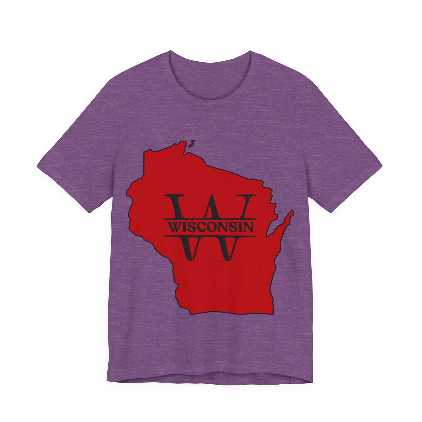Wisconsin State Outline Tee with W Monogram — Red Badger Pride Shirt MADISON JERSEY TEE
