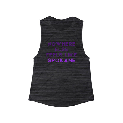 Nowhere Else Feels Like Spokane Women's Muscle Tank — Flowly Scoop Tank Top for Locals & Travelers