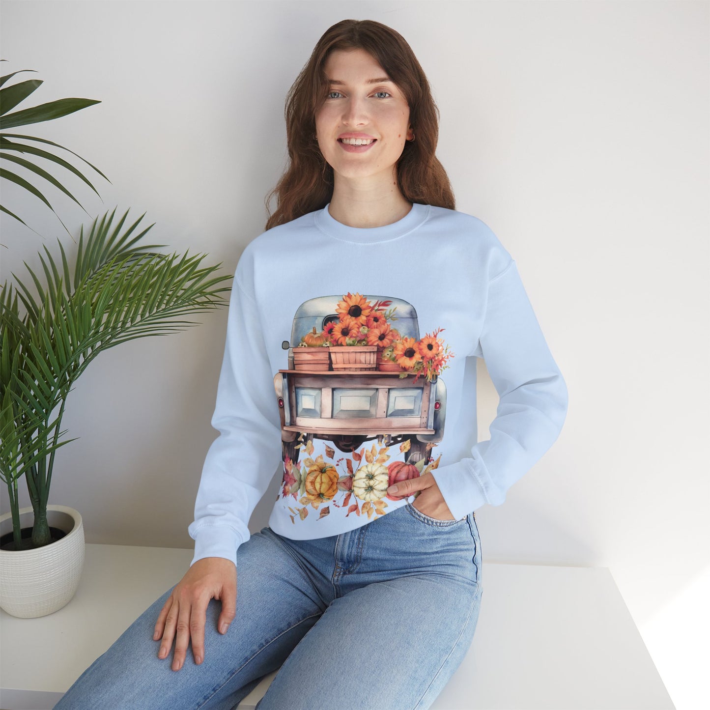 Fall Floral Truck Crewneck Sweatshirt | Autumn Apparel | True North