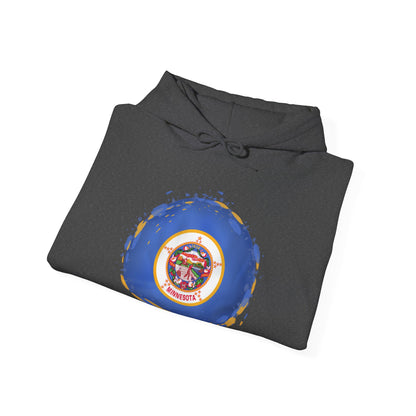 Minnesota State Flag Hoodie — Retro Watercolor Circle Design DULUTH