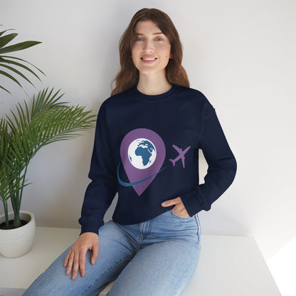 Travel Inspired Sweatshirt | Globe and Airplane Design | True North