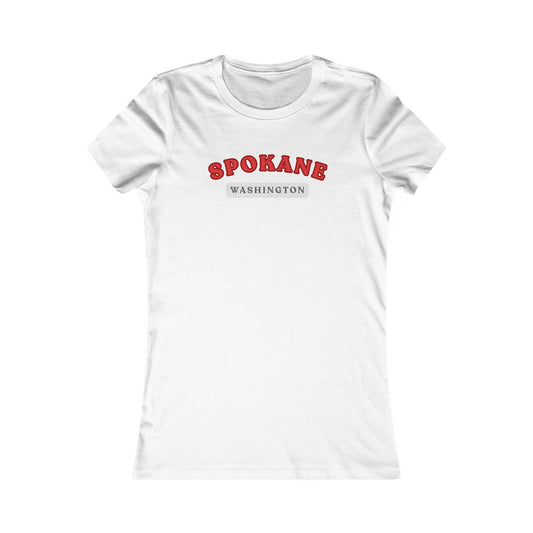 Spokane Washington Women's Crewneck Tee - Vintage Red College Style