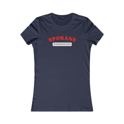 Spokane Washington Women's Crewneck Tee - Vintage Red College Style