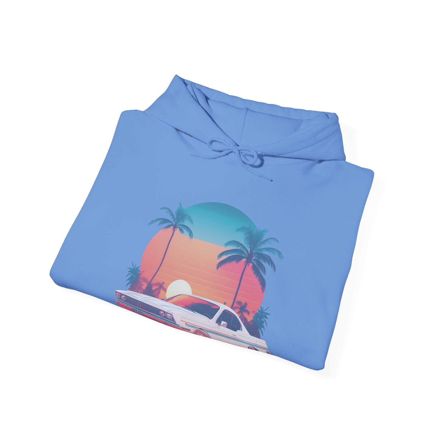 Retro Sunset Car Hooded Sweatshirt | Vintage Car Lovers | True North