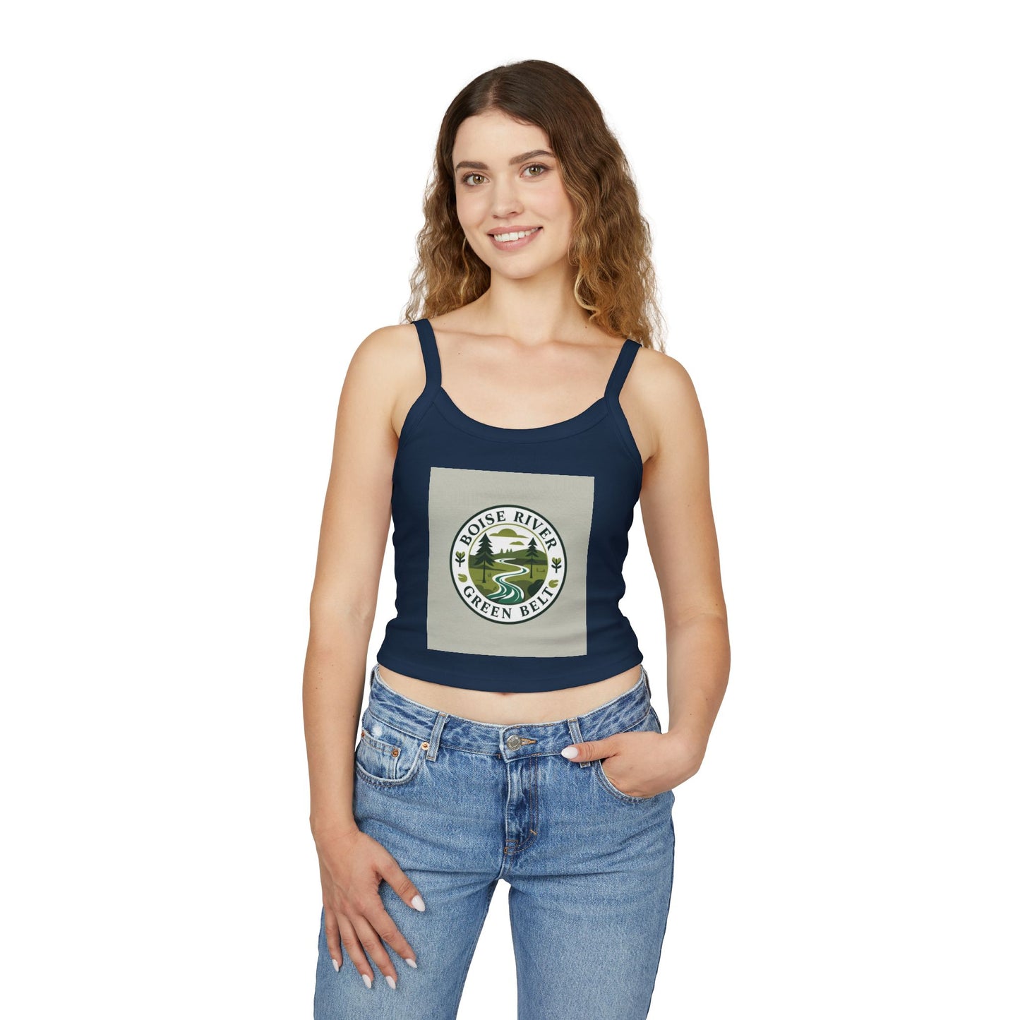 Boise River Greenbelt Tank Top — Scenic River Logo Crop Tank