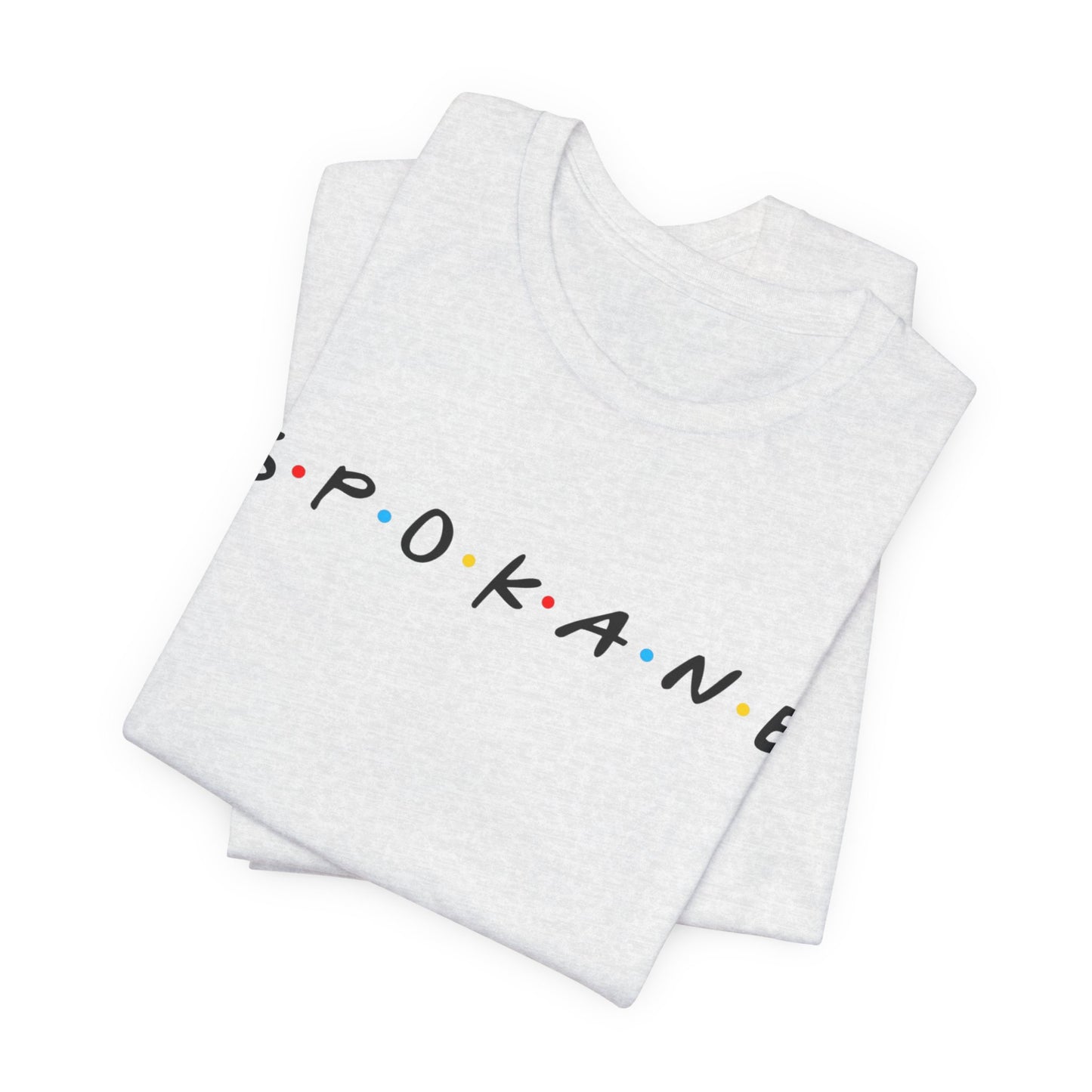 Spokane Script Tee — Retro Dotted Friend-Style City T‑Shirt