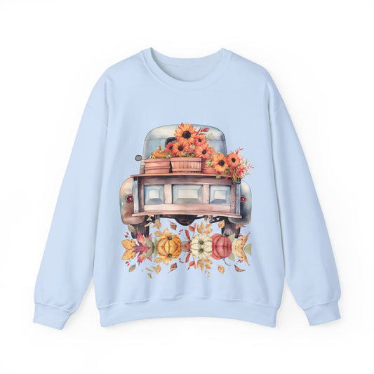 Fall Floral Truck Crewneck Sweatshirt | Autumn Apparel | True North