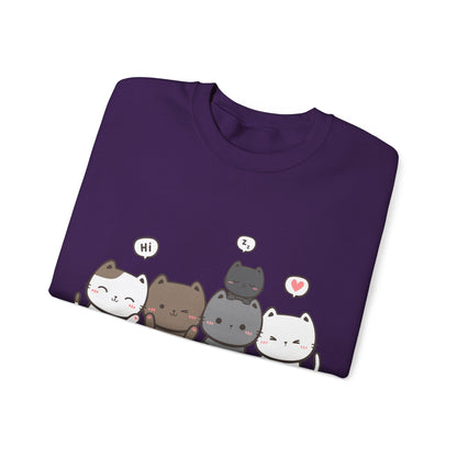 Cute Cat Crewneck Sweatshirt | Funny Animal Apparel and Kawaii Style | True North