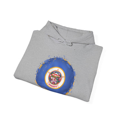 Minnesota State Flag Hoodie — Retro Watercolor Circle Design DULUTH