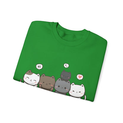Cute Cat Crewneck Sweatshirt | Funny Animal Apparel and Kawaii Style | True North