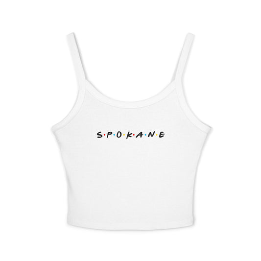 Spokane Script Crop Tank — Women's Spaghetti Strap City Tee