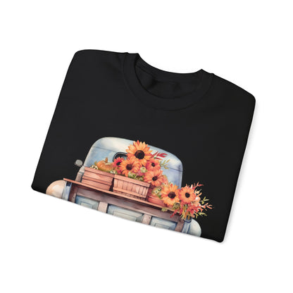 Fall Floral Truck Crewneck Sweatshirt | Autumn Apparel | True North