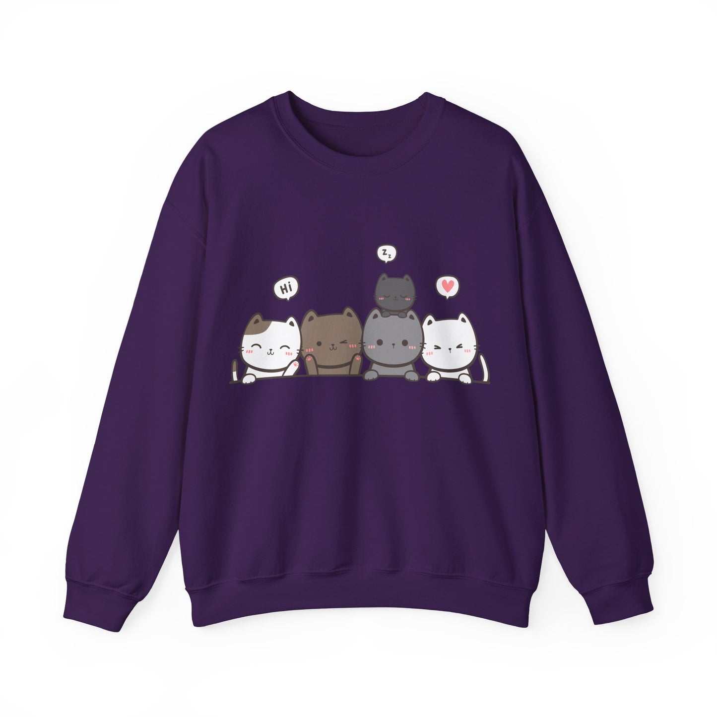 Cute Cat Crewneck Sweatshirt | Funny Animal Apparel and Kawaii Style | True North