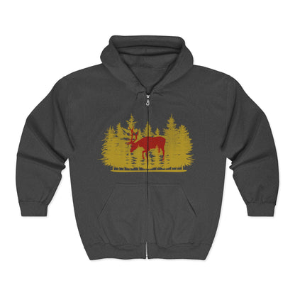 Nature-Inspired Moose Zip Hoodie | Cozy Campers, Fall Adventures | True North