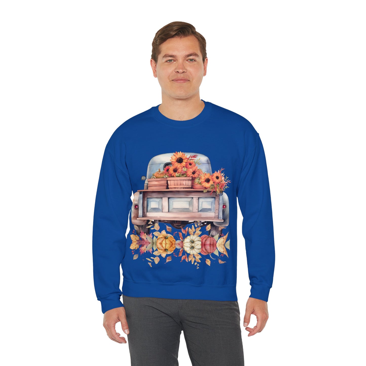 Fall Floral Truck Crewneck Sweatshirt | Autumn Apparel | True North