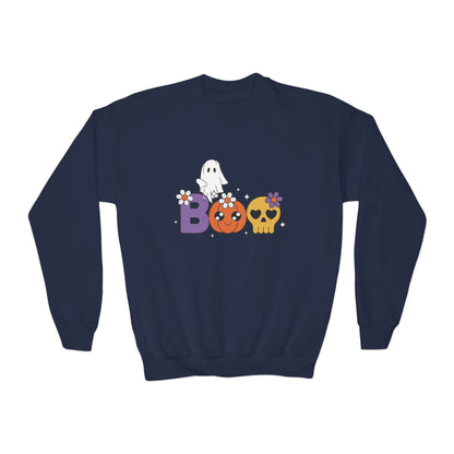 Cute Halloween Youth Crewneck Sweatshirt | BOO Graphic Sweatshirt | True North