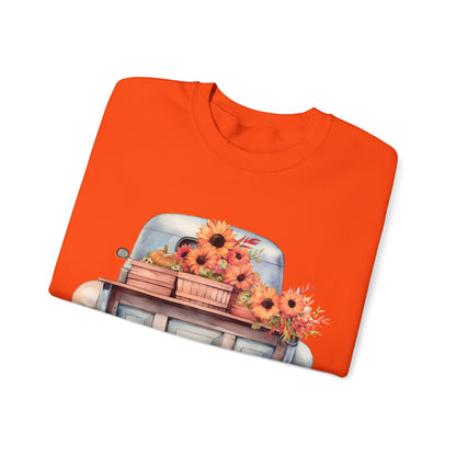 Fall Floral Truck Crewneck Sweatshirt | Autumn Apparel | True North