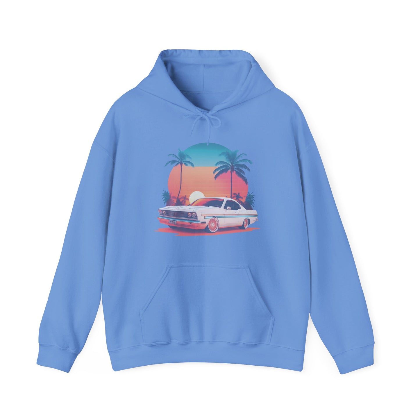 Retro Sunset Car Hooded Sweatshirt | Vintage Car Lovers | True North
