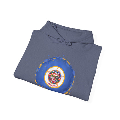 Minnesota State Flag Hoodie — Retro Watercolor Circle Design DULUTH