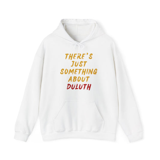 Hoodie — "There's Just Something About Duluth" Retro Script Pullover