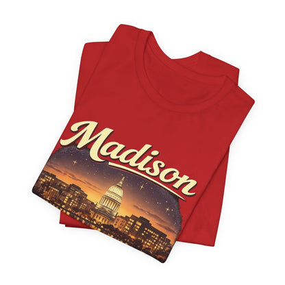 Madison Skyline T-Shirt — Vintage Capitol Night Scene (1848) JERSEY
