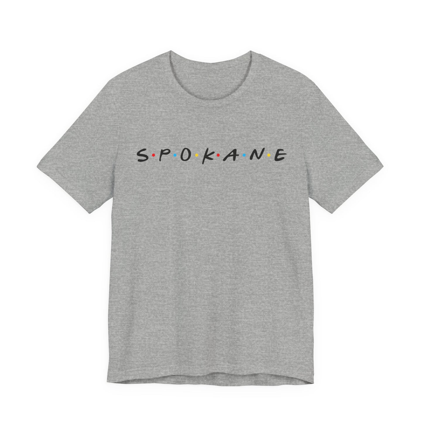 Spokane Script Tee — Retro Dotted Friend-Style City T‑Shirt