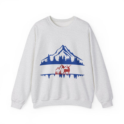 Nature-Inspired Graphic Crewneck Sweatshirt | Cozy Mountain Pullover | True North