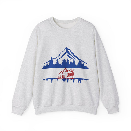 Nature-Inspired Graphic Crewneck Sweatshirt | Cozy Mountain Pullover | True North