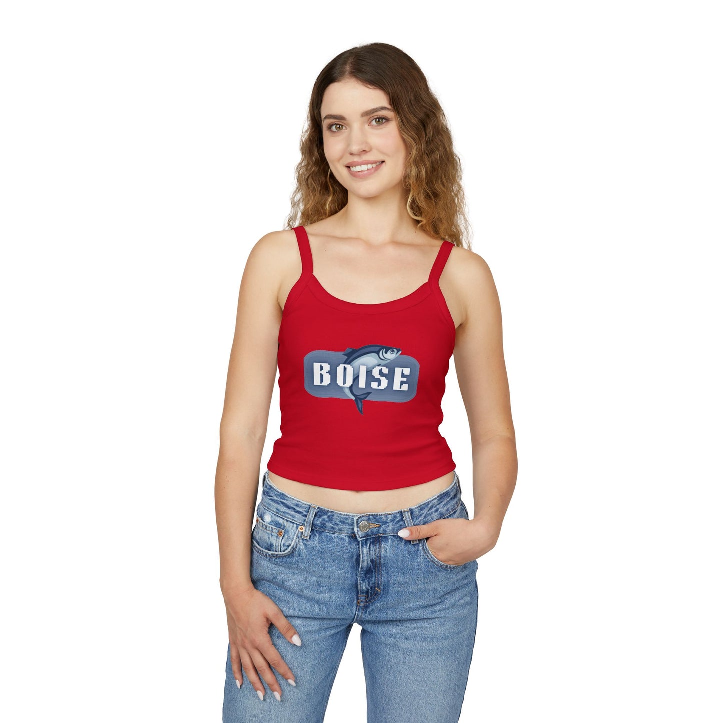 Boise Fish Graphic Tank Top — Women's Spaghetti Strap Crop