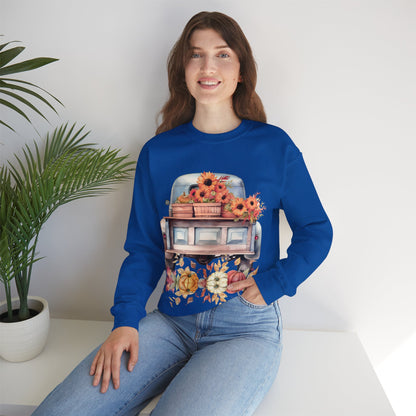 Fall Floral Truck Crewneck Sweatshirt | Autumn Apparel | True North