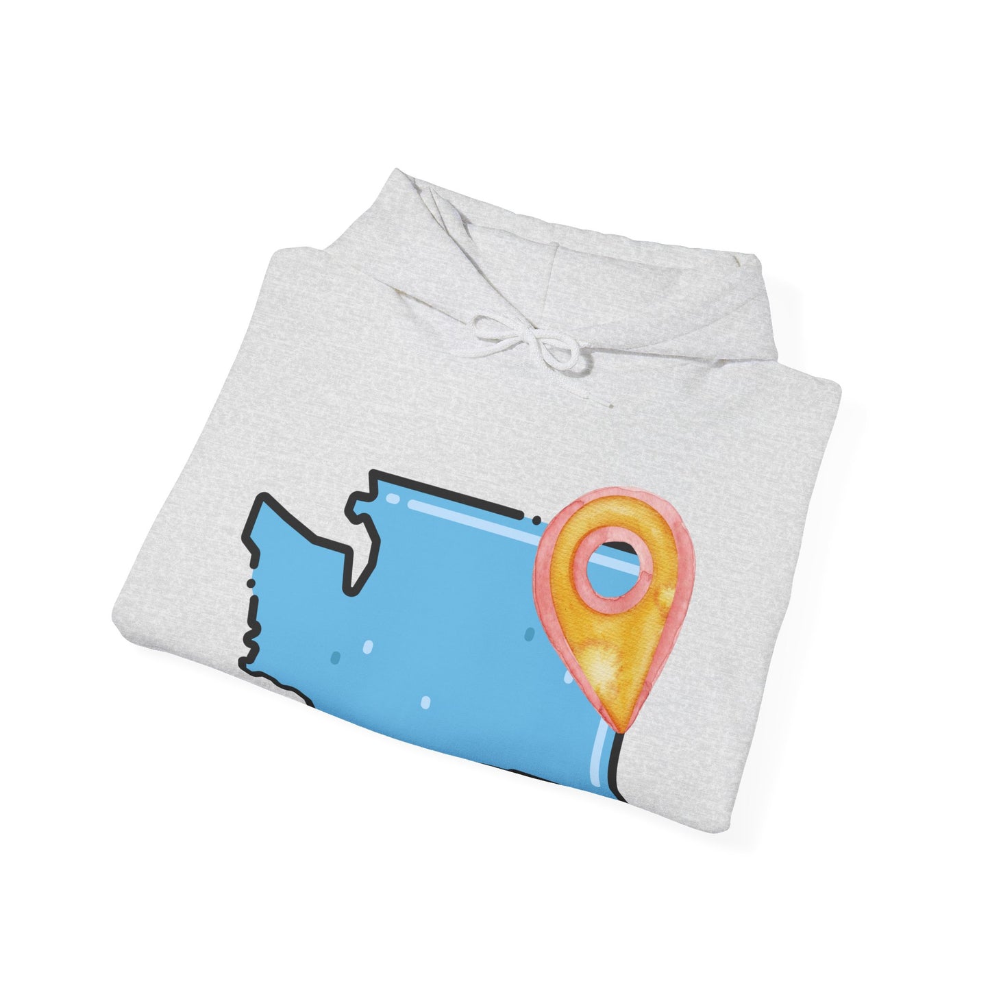 Washington State Map Hoodie with Location Pin — State Pride Pullover SPOKANE