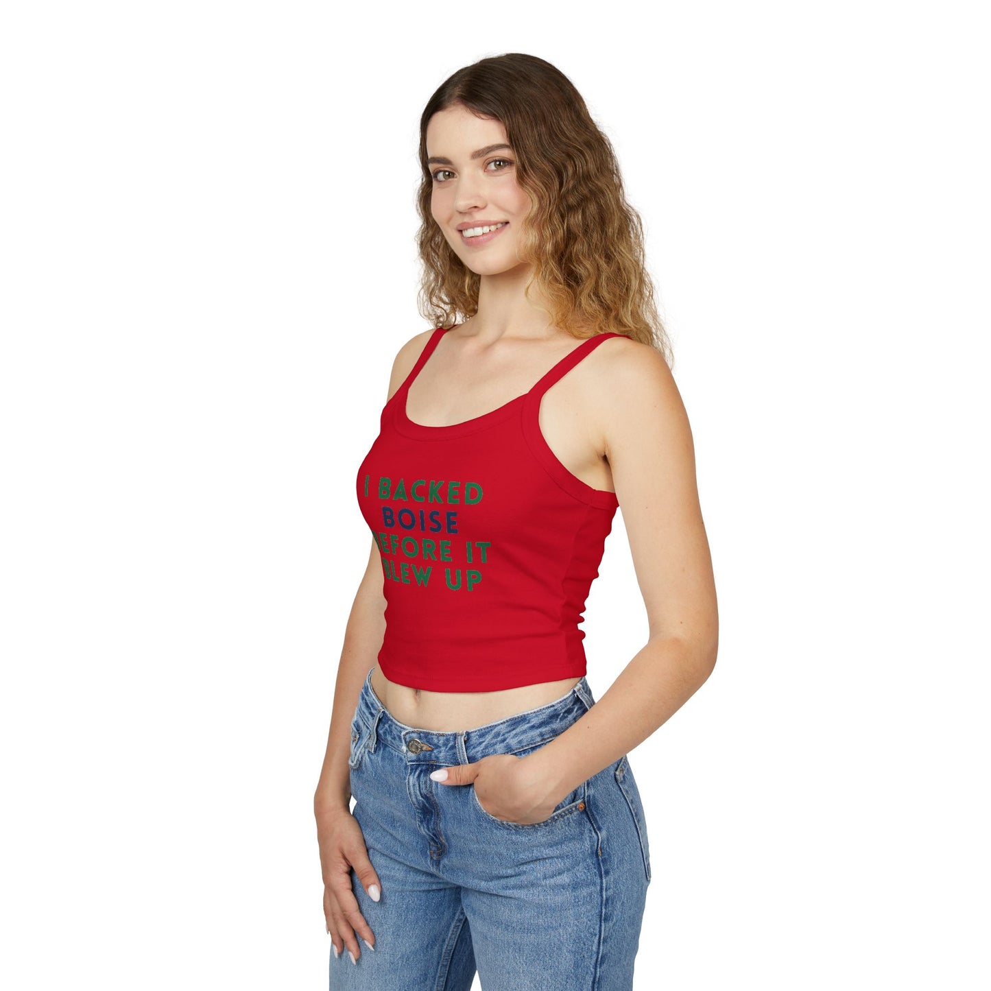 Boise Pride Tank Top — "I Backed Boise Before It Blew Up" Women's Spaghetti Strap