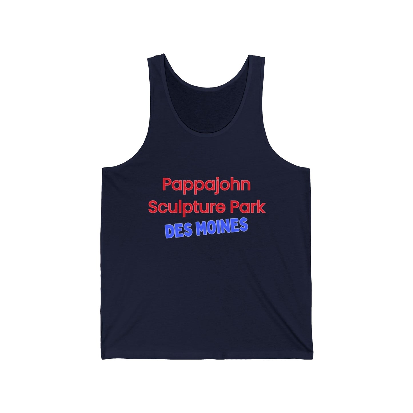 Pappajohn Sculpture Park Men/Unisex Tank Top | Retro Red & Blue Tourist Style | True North