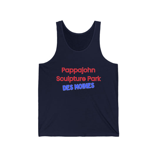 Pappajohn Sculpture Park Men/Unisex Tank Top | Retro Red & Blue Tourist Style | True North