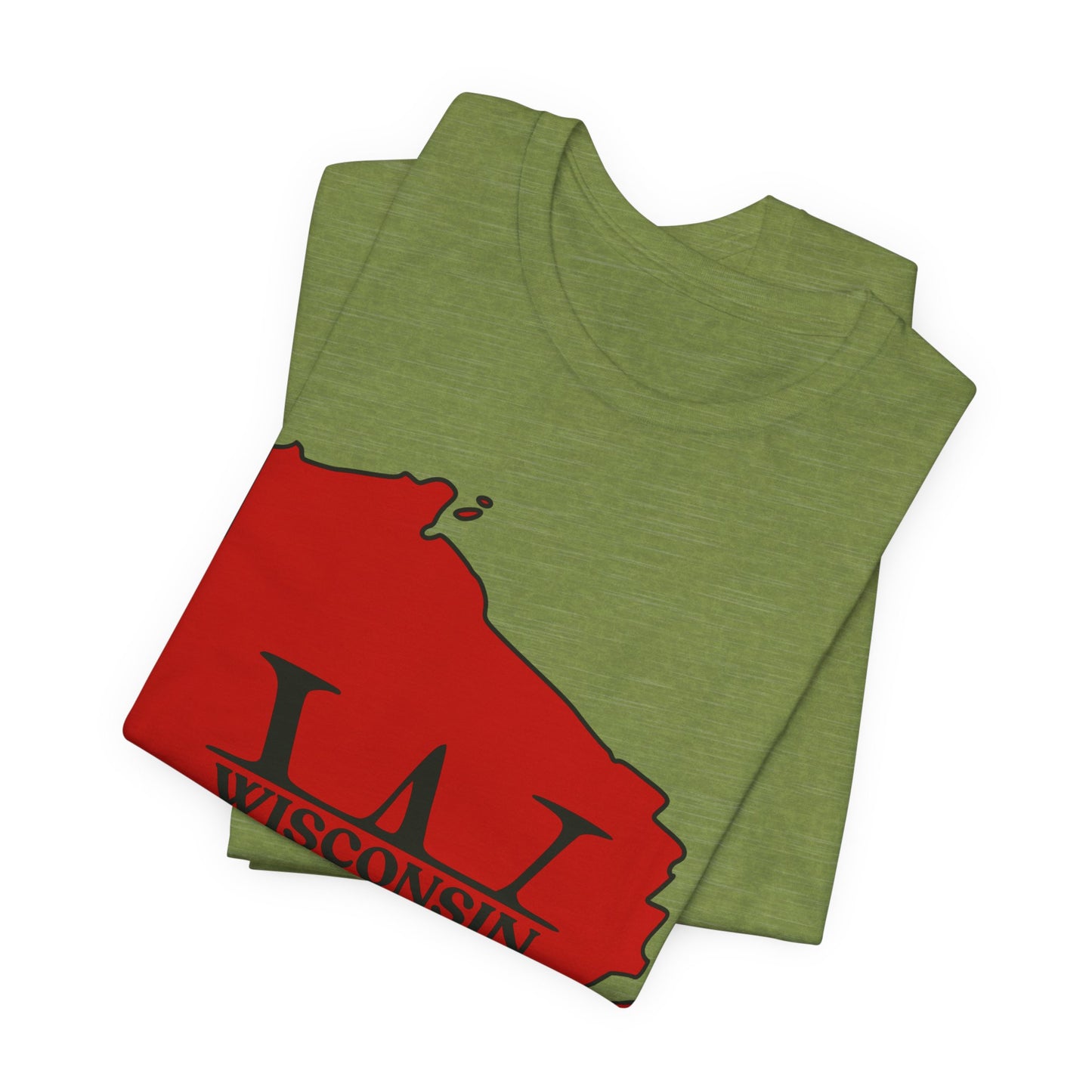 Wisconsin State Outline Tee with W Monogram — Red Badger Pride Shirt MADISON JERSEY TEE