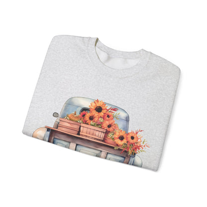 Fall Floral Truck Crewneck Sweatshirt | Autumn Apparel | True North