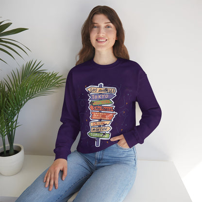 Travel Destination Crewneck Sweatshirt | Streetwear, Adventure Fashion, World Map Merch | True North