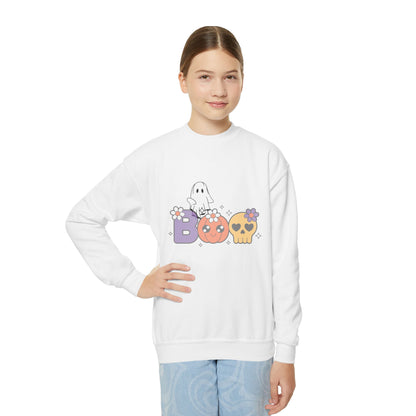 Cute Halloween Youth Crewneck Sweatshirt | BOO Graphic Sweatshirt | True North
