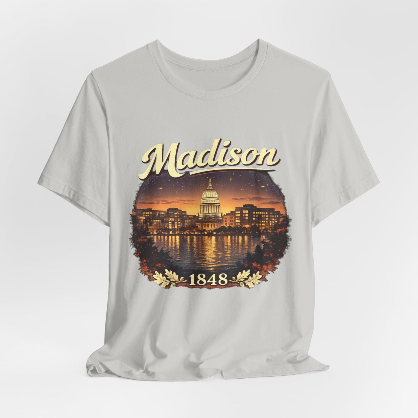 Madison Skyline T-Shirt — Vintage Capitol Night Scene (1848) JERSEY