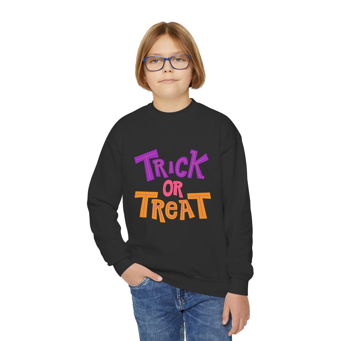 Youth Trick or Treat Crewneck Sweatshirt | Trick or Treat Clothing | True North