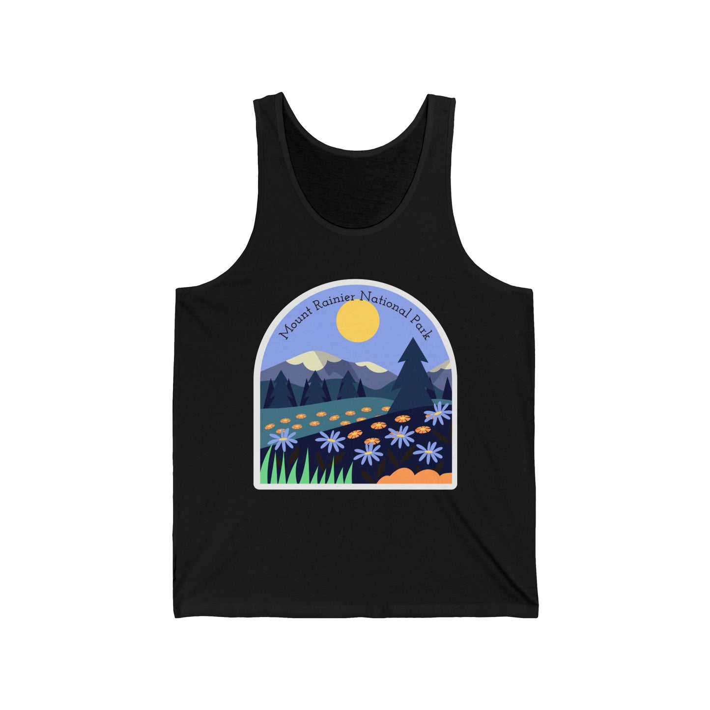 Mount Rainier National Park Men/Unisex Tank Top | Wildflower Graphic | True North