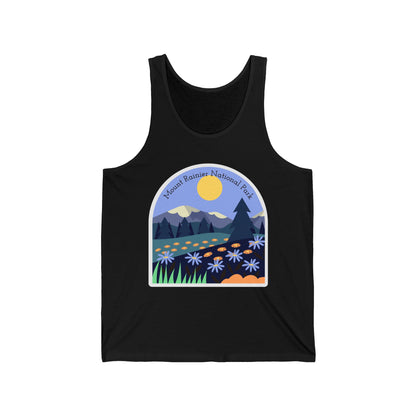 Mount Rainier National Park Men/Unisex Tank Top | Wildflower Graphic | True North