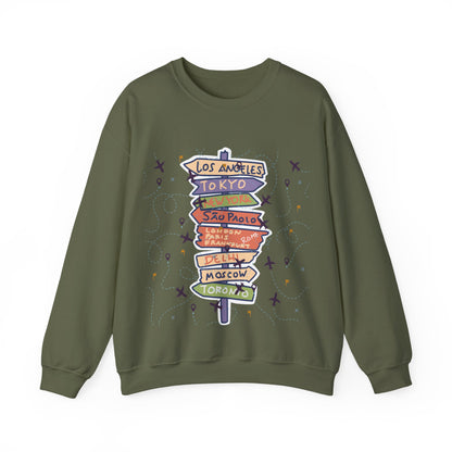 Travel Destination Crewneck Sweatshirt | Streetwear, Adventure Fashion, World Map Merch | True North