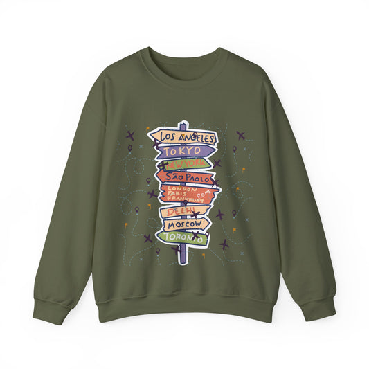Travel Destination Crewneck Sweatshirt | Streetwear, Adventure Fashion, World Map Merch | True North