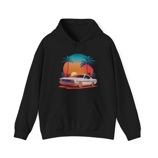 Retro Sunset Car Hooded Sweatshirt | Vintage Car Lovers | True North