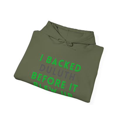 Hoodie — "I Backed Duluth Before It Blew Up" Retro City Pride Pullover