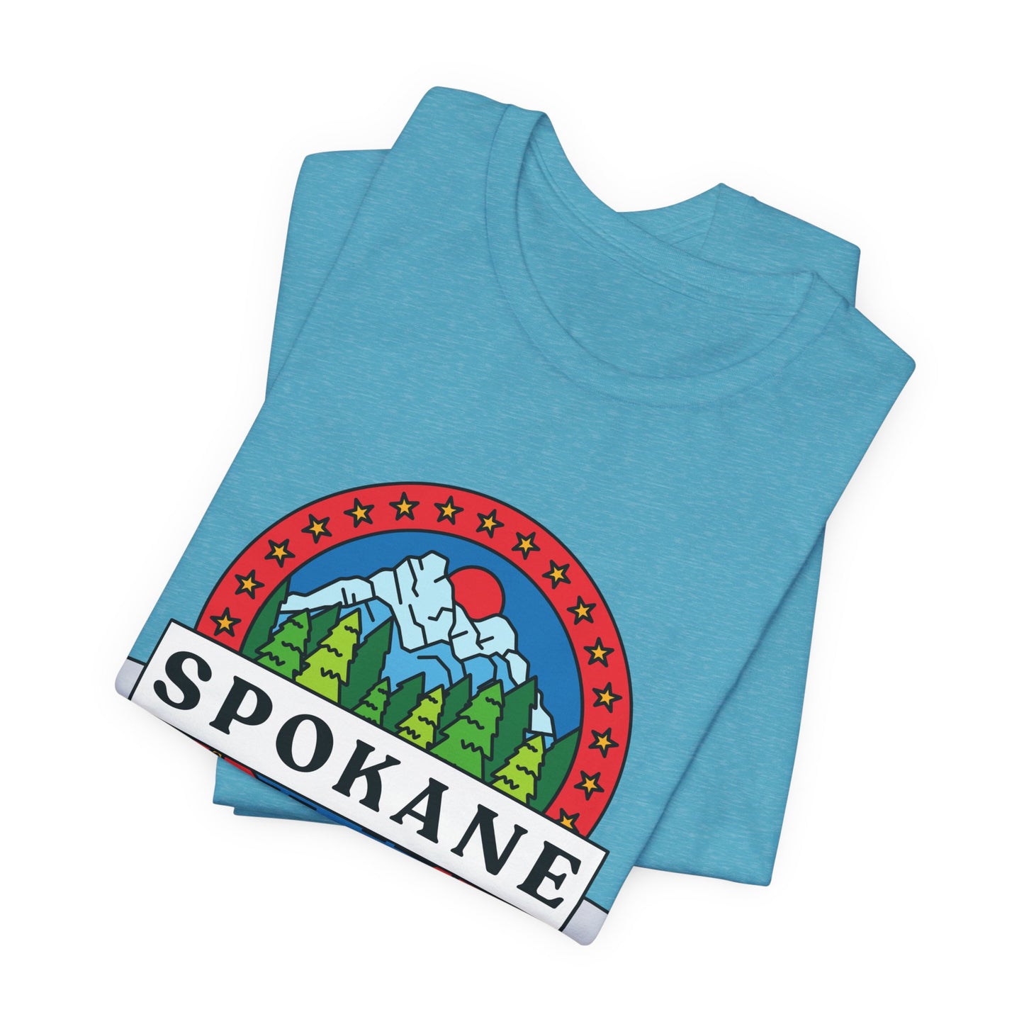 Spokane Mountain Badge T-Shirt – Scenic Riverfront Graphic Tee
