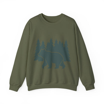 Cozy Bear Forest Crewneck Sweatshirt | Hiking, Camping, and Nature Lovers | True North